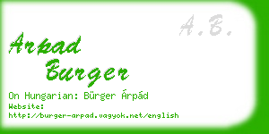 arpad burger business card